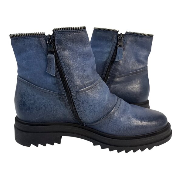 Miz Mooz Women's Frances Blue Leather Lined Ankle Boots Inside Zipper Sz 39 - Picture 7 of 11